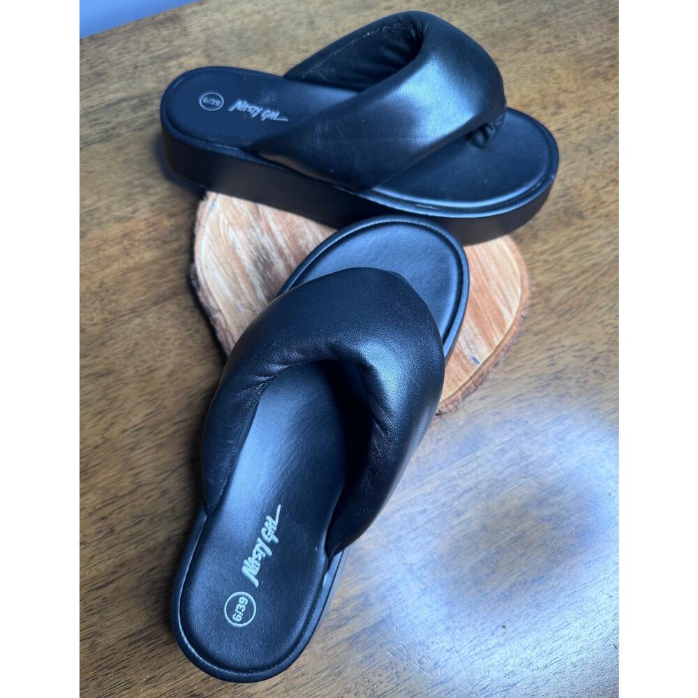 Nasty Gal Faux Leather Platform Flip Flop Sandals Size: 6 - Picture 5 of 5